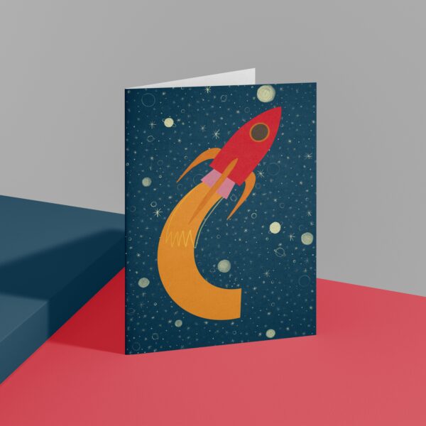 Red Rocket in Space – Printable Poster and Card – Bild 6