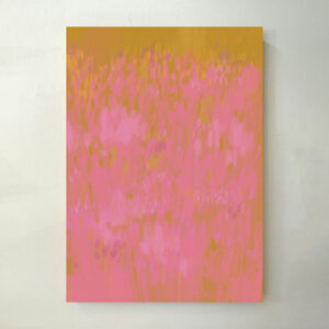 Kunstdruck „Botanical Garden 121“ – Blütenfeld in Pink und Goldgelb. Farbstarkes Poster für lebendige Wanddeko in der Schweiz.